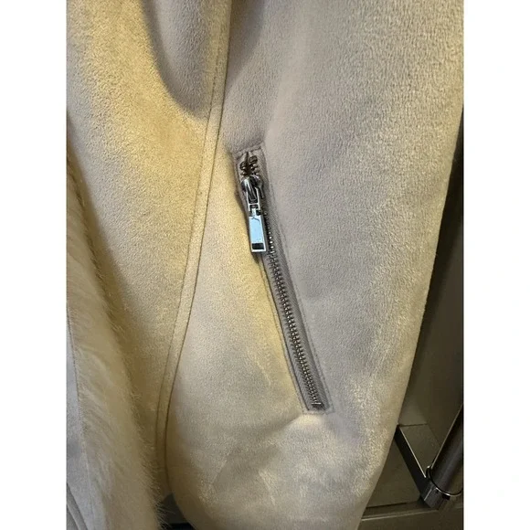 Dolce Cabo Women's Suede Faux Fur Vest Open, Lined, Taupe Cream, Size L - Picture 4 of 9